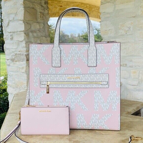 MICHAEL KORS KENLY LG NS SIGNATURE TOTE/ DOUBLE ZIP WALLET MICHAEL KORS KENLY LG NS SIGNATURE TOTE/ DOUBLE ZIP WALLET