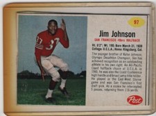 1962 POST CEREAL FOOTBALL #97 JIM JOHNSON      SAN FRANCISCO 49ers   UCLA    HOF