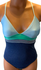 Splendid Brand The Blues Too One Piece Swimsuit Crossback Straps Sz XS NWT 108