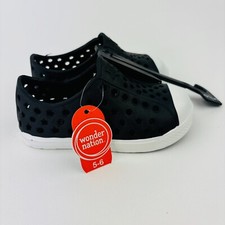 Wonder Nation Slip-on Non-Marking Sole Kids Sz 5-6 Sandals Black NWT