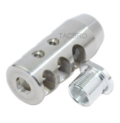 Stainless Steel Compact 1/2x28 Muzzle Brake for 9MM w/ Washer