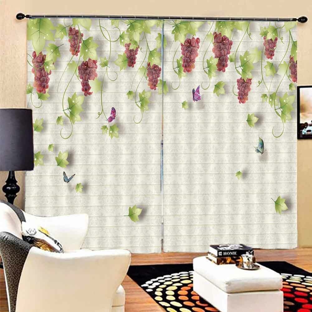 Purple Nice Grape Dense 3D Curtain Blockout Photo Printing Curtains Drape Fabric