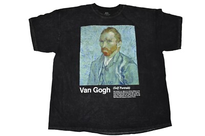 Vincent Van Gogh Mens Self Portrait Painting Acid Wash T-Shirt New M, L, XL