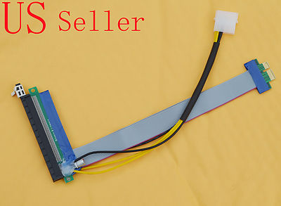 PCI-Express PCI-E x1 to x16 8 Inch Molex Powered Riser Extension Cable