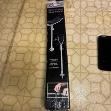 Vtg Seat Stick 21”~30" Leather/Metal Spectator Walking Fishing Golf