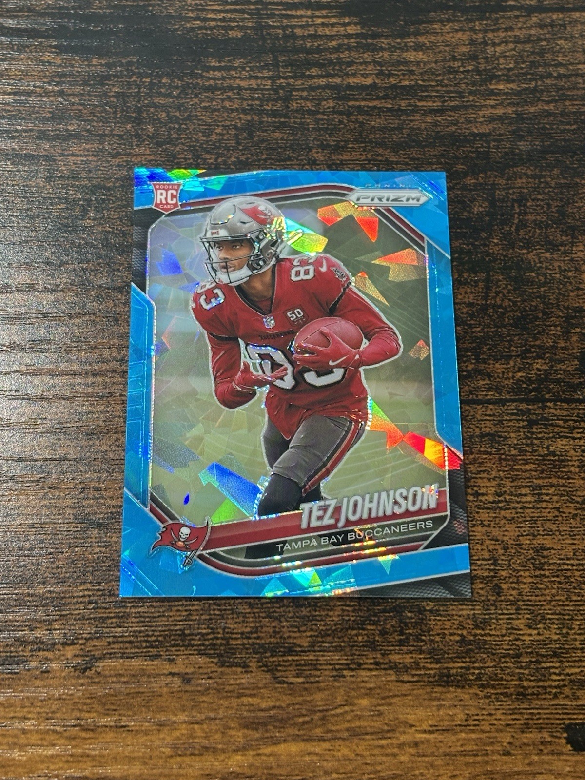 2025 Panini Prizm Blue Cracked Ice Tez Johnson Tampa Bay Buccaneers /99 #381 RC