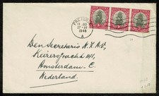 SOUTH AFRICA 1948  Cover  with strip of 3 1d red stamps   SG72X