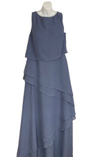 Women's Dusty Blue Wedding Chiffon Ruffled A Line Plus Dress 16W New Without Tag