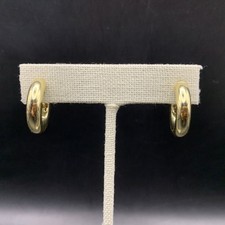 Tubular Hoop Earrings Gold Tone Tube Look Classic Pierced Chunky