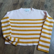 La Ligne | 100% Cashmere Boxy Oversized Blush Pink Orange Striped Sweater Small