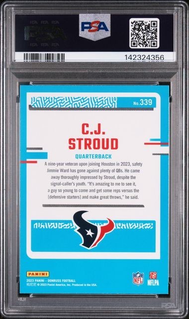2023 Donruss #339 CJ Stroud : Rookie Card : PSA 10 view 2