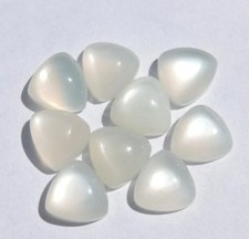 Gorgeous 7mm White Moonstone Trillion Cabochon For Making Loose Gemstone