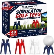 Golf Simulator Tees 49 Pack - 4 Heights 3 Colors Mixed Pack - Height Mark Desi