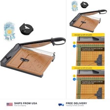 12'' Wood Guillotine Paper Cutter, Heavy Duty Wood Base Paper Trimmer with 32...
