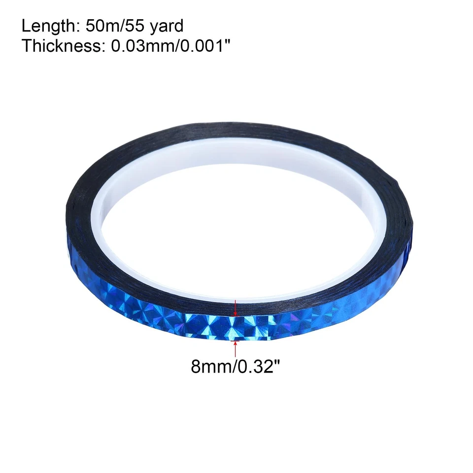 Fita prisma 8mmx50m, adesivo holográfico reflexivo decoração envoltório para artesanato, azul - Imagem 2 de 4