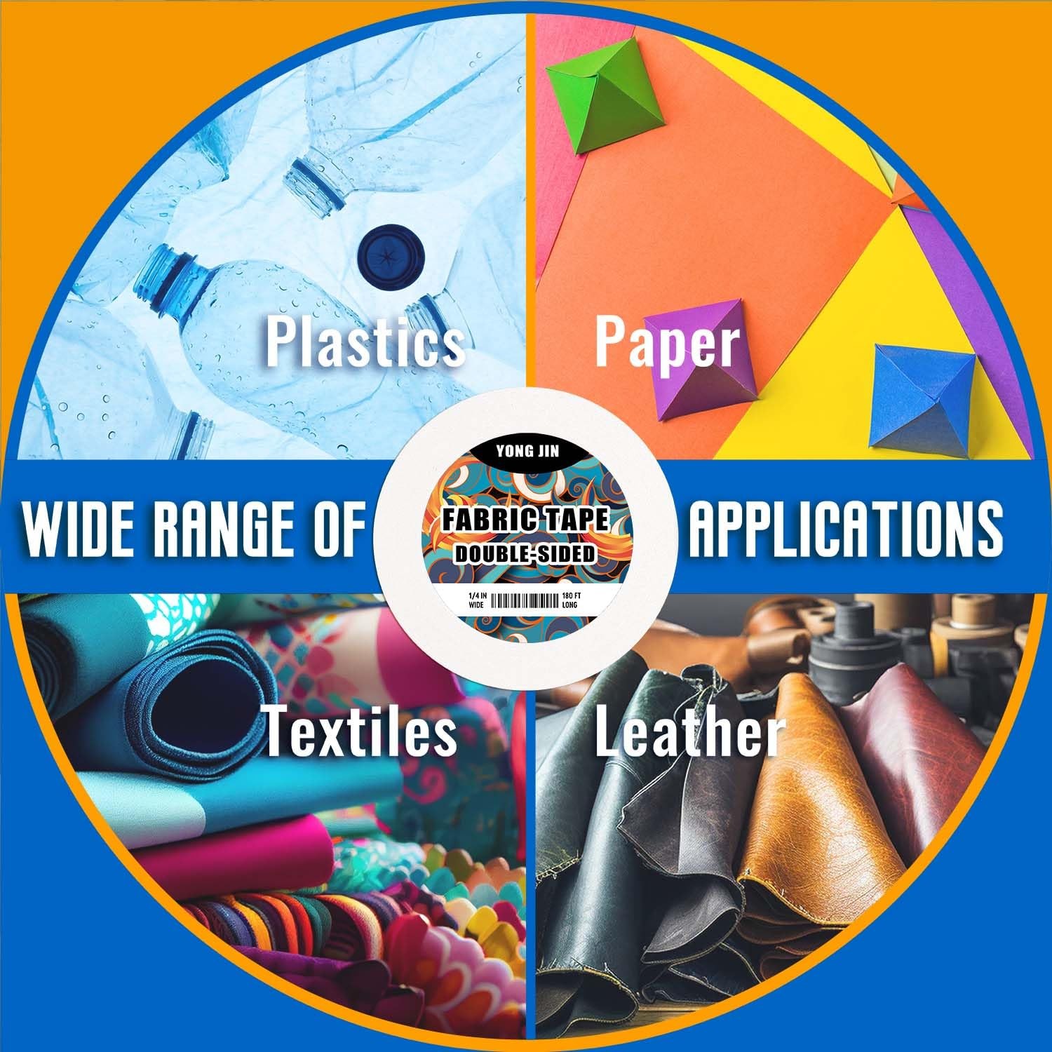 Double-Sided Fabric Tape (2 Rolls) - No Sewing or Ironing Required, Perfect f...