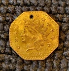 1876 California Cal Fractional Gold Half 1/2 Indian Head Dollar Octagon Holed