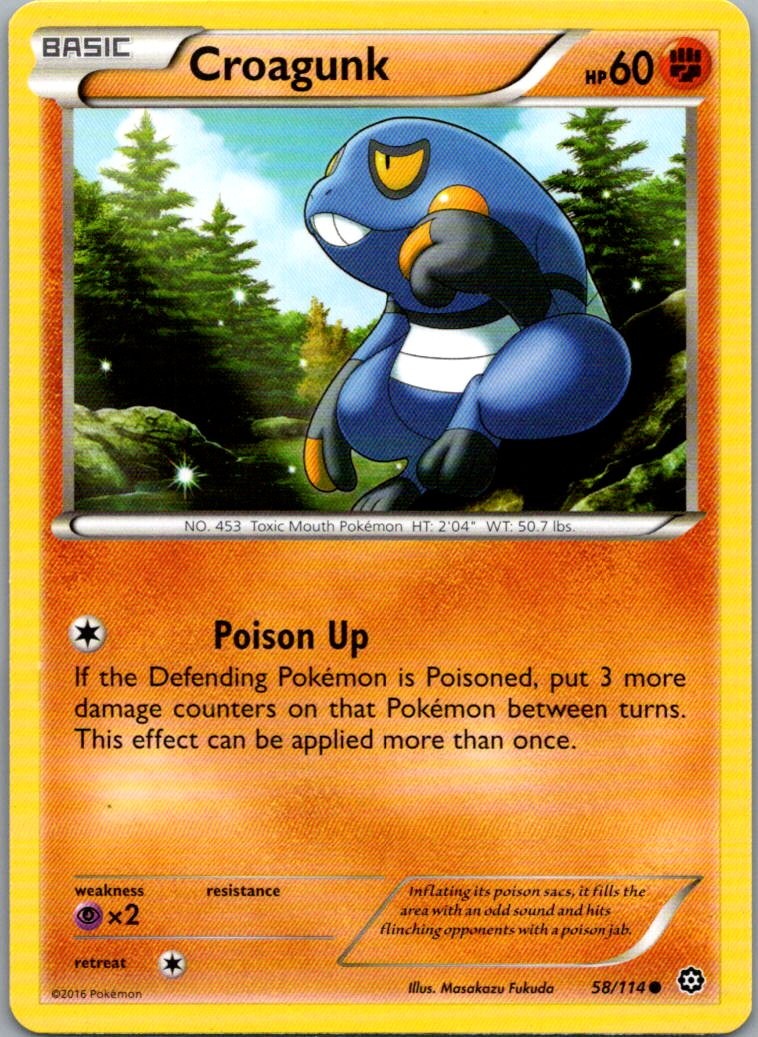 Croagunk 58/114 Common Steam Siege Pokemon Lightly Played
