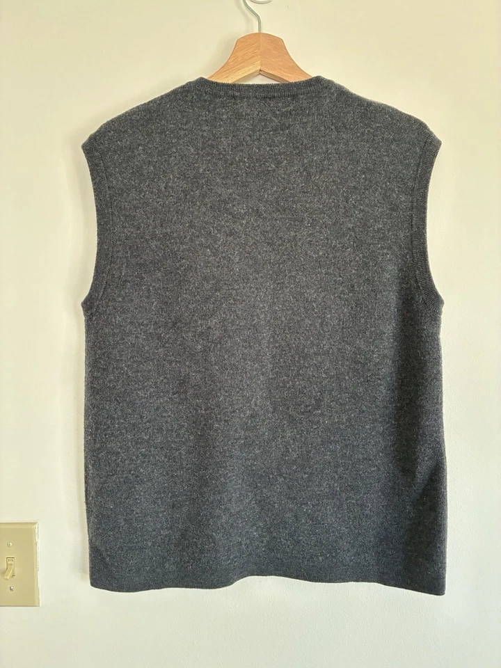 De Colección TOMMY HILFIGER Hombres XL Lana Merino Suéter Chaleco Carbón Pullover Japón Foto 4 de 4