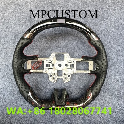 LED Forged Real Carbon Fiber Steering Wheel Fit For Ford Mustang GT 2018-2023