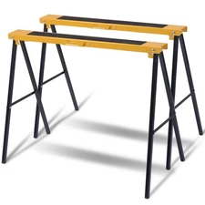 IRONMAX 2 Pack Heavy Duty Saw Horse Steel Folding Legs Sawhorse 275 lbs Capacity