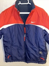 Vintage Y2K Nike Jacket Boys Large 14-16 Reversible Missing Hood Red White Blue