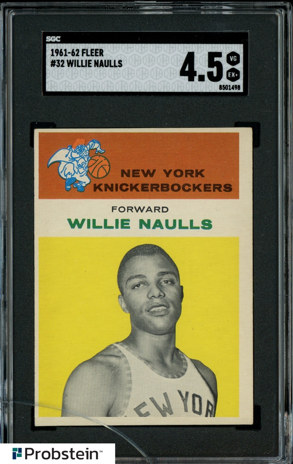 1961-62 Fleer Basketball #32 Willie Naulls New York Knicks SGC 4.5 VG-EX+