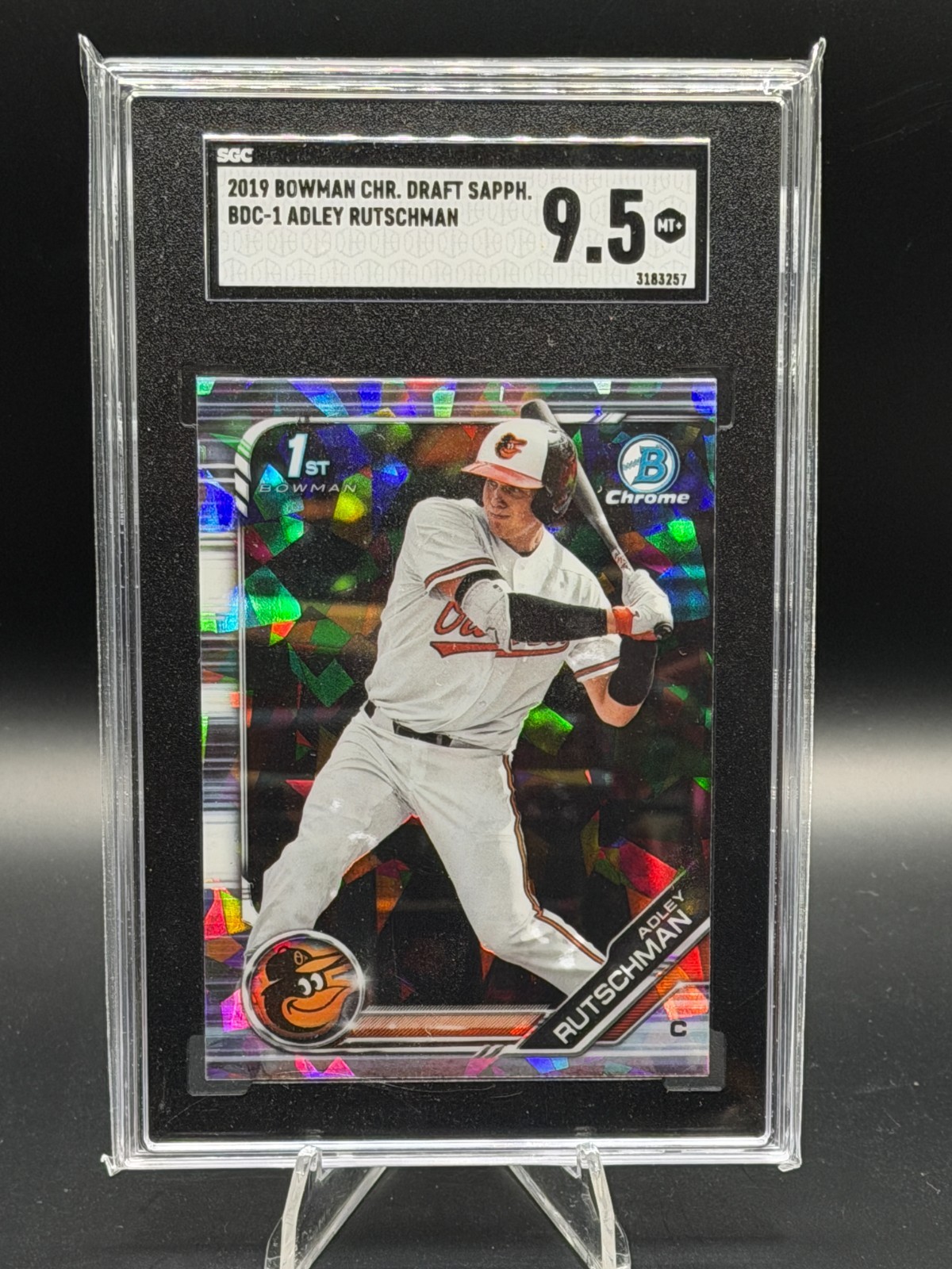 2019 Bowman Draft Chrome Sapphire 1st Adley Rutschman RC Rookie SGC 9.5 #BDC-1