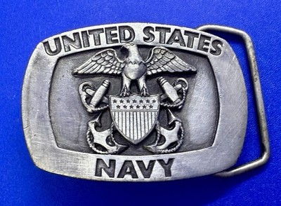 United States Navy Eagle Shield Seal Anchor Vintage 1985 Siskiyou Belt Buckle