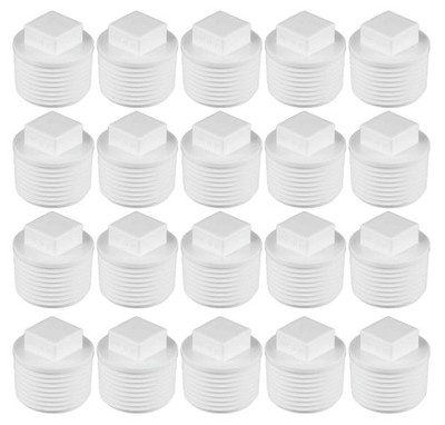 20Pcs White 1/2 Inch PVC Pipe Male Thread Plug, PVC Male Threaded Pipe End Cap,