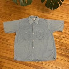 Vtg 50s 60s Sears Pilgrim Men's Sz M 15-15.5 Combed Corduroy Loop Collar Button