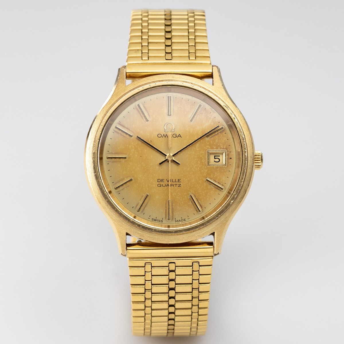 Omega De Ville Quartz Men Gold-Plated Vintage Warm-Patina Watch