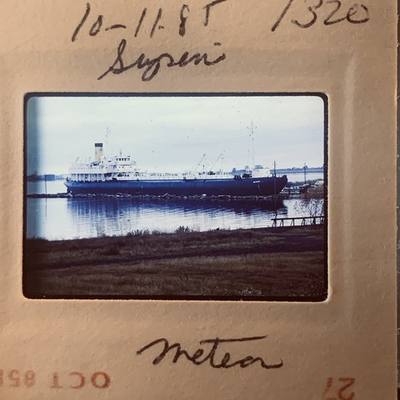 #ad Vintage 1985 SS Meteor Ship Great Lakes Freighter 35mm Color Slide Superior WI $6.99