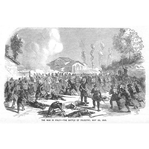 ITALY The Battle of Palestro - Antique Print 1859