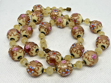 Vintage Venetian Murano Italy Wedding Cake Glass Lampwork Bead Necklace