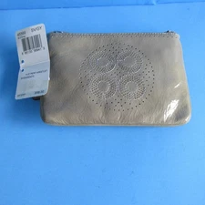 COACH  PERFORATED LEATHER  WRISTLET  LIGHT GRAY  BRAND NEW W/TAGS - 6×4