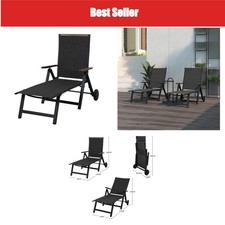 Chaise longue pliante aluminium chaise longue de jardin réglable en 6 positions noir