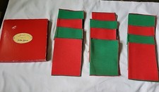 12 Vintage Neiman Marcus Red/Green Linen Cocktails Napkins Christmas New in Box