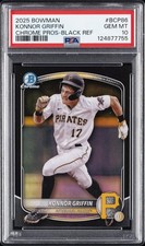 2025 BOWMAN CHROME PROSPECTS BLACK REFRACTOR #BCP86 KONNOR GRIFFIN 3/10 PSA 10