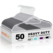 Plastic Hangers 50 Pack Heavy Duty Non-Slip Clothes Hangers w/360  Swivel Hook