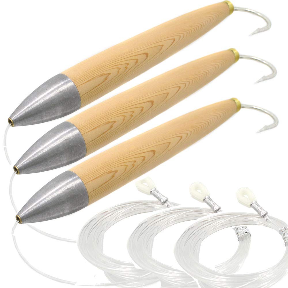 3 pcs Rigged Cedar Plugs 6 inch Cedar Plug Saltwater Tuna trolling Fishing Lu... - Image 1
