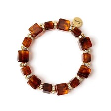 SODINI bracciale elastico Yaba 832266D marrone cubi resina strass