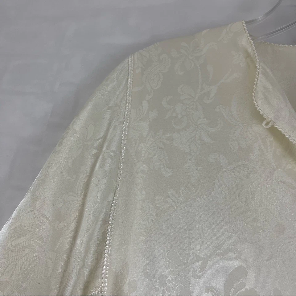 Oscar de la Renta Vintage Jacquard Caftan Lounge Nightgown Dress Cream Size M - Image 3 of 4