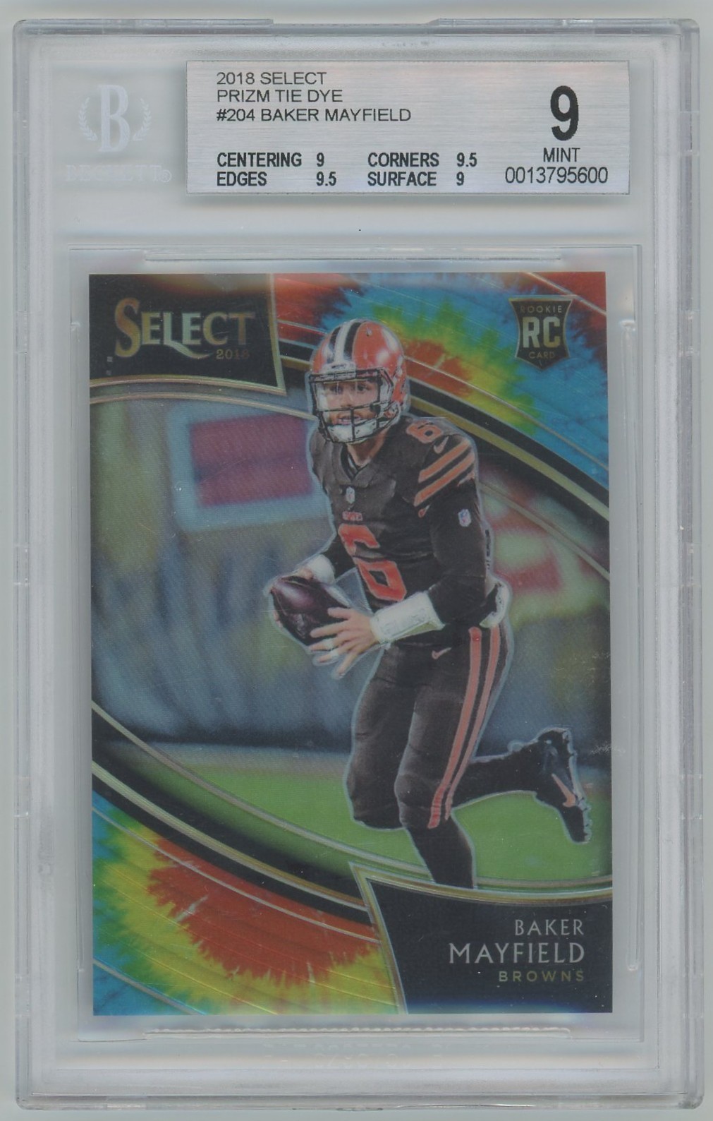 2018 Select Baker Mayfield #204 Rookie Tie Dye Field Level /25 BGS 9 Buccaneers