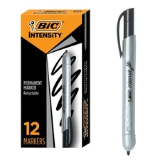 BIC Intensity Retractable Permanent Markers, Black, 12-Count Pack