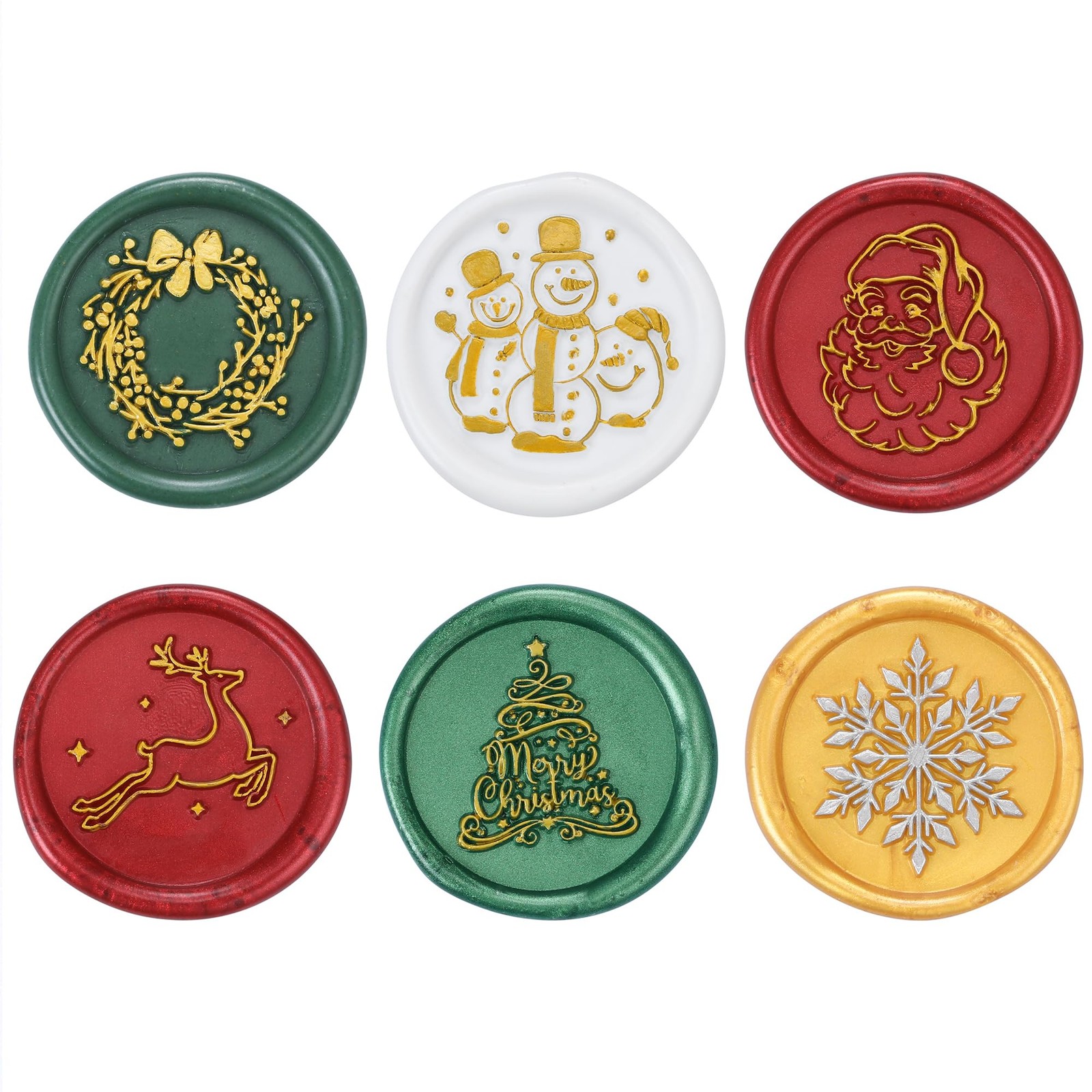 Christmas Wax Seal Stamp Gift Box Kit, 6pcs Sealing Wax Stamp Heads with 1 Wo...