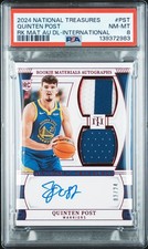 2024 PANINI NATIONAL TREASURES ROOKIE DUAL MATERIALS AUTO QUINTEN POST PSA 8
