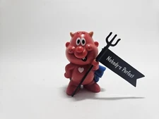 Vintage 2.5" Figure RUSS Red Devil With Blue Cape & Pitchfork Made In Hong Kong