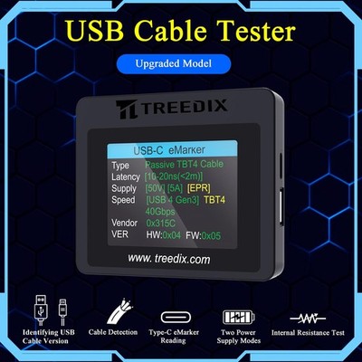Treedix USB Cable Tester with 2.4 Color Screen for eMarker Reading