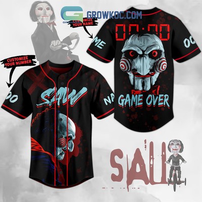 Saw Game Over Personalized Baseball Jersey With Sewn Trim